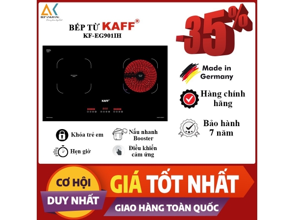 Bếp điện từ 2 vùng nấu kết hợp Kaff KF-EG901IH - Made in Germany